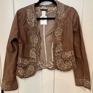 KLD Signature Twill Coat Jacket Brown Western Style Top